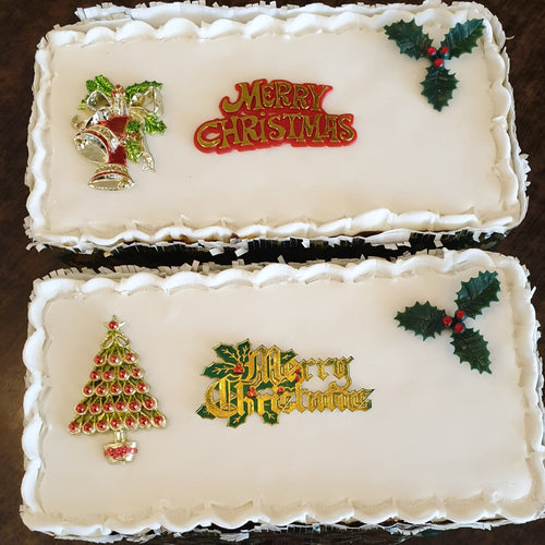 1/2 of a 8 inch Iced on Top Christmas Cake